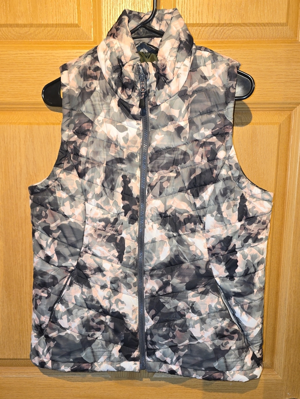DSG Gray and Pink Camo Quilted Sleeveless Vest